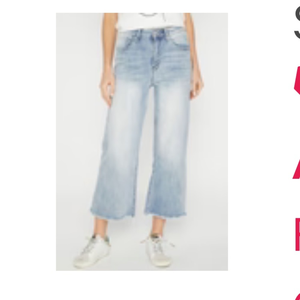 Risen high rise wide leg ankle frayed
